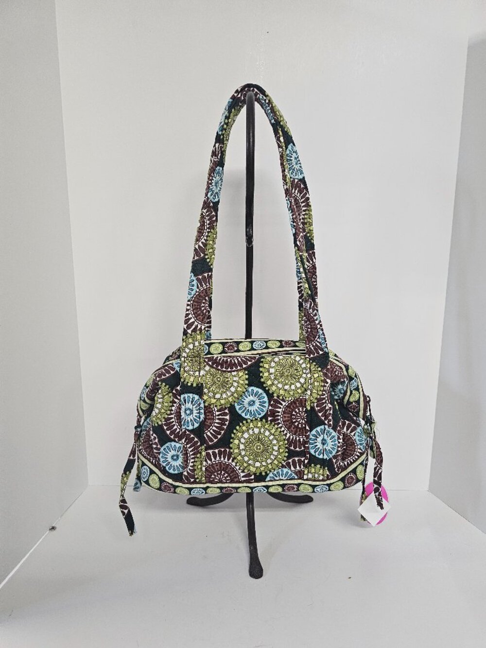 Stephanie Dawn Citrus Harvest Bag Blue Brown Floral Quilted Cottage Twee NWT